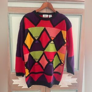 Bonnie & Bill | Vintage 80s Sweater. Wearable Art Abstract. Size Medium. Beaded